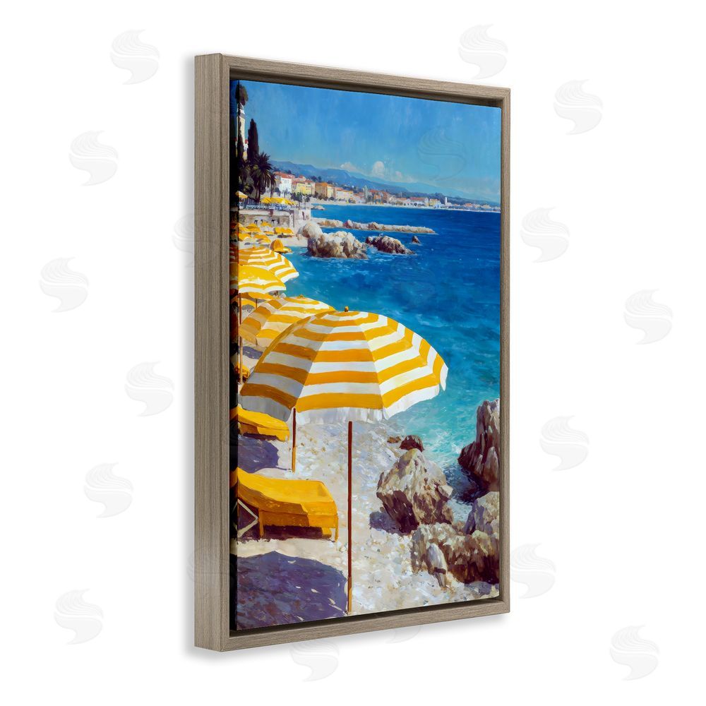 Petal Prints Design Sunshine on the Shore Brown Floating Framed Canvas Wall Art Print