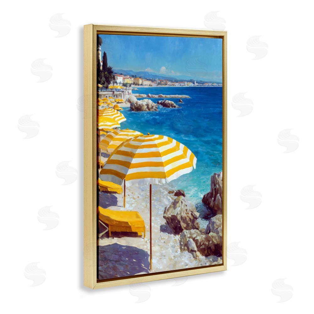 Petal Prints Design Sunshine on the Shore Gold Floating Framed Canvas Wall Art Print
