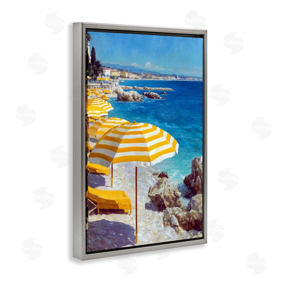 Petal Prints Design Sunshine on the Shore Gray Floating Framed Canvas Wall Art Print