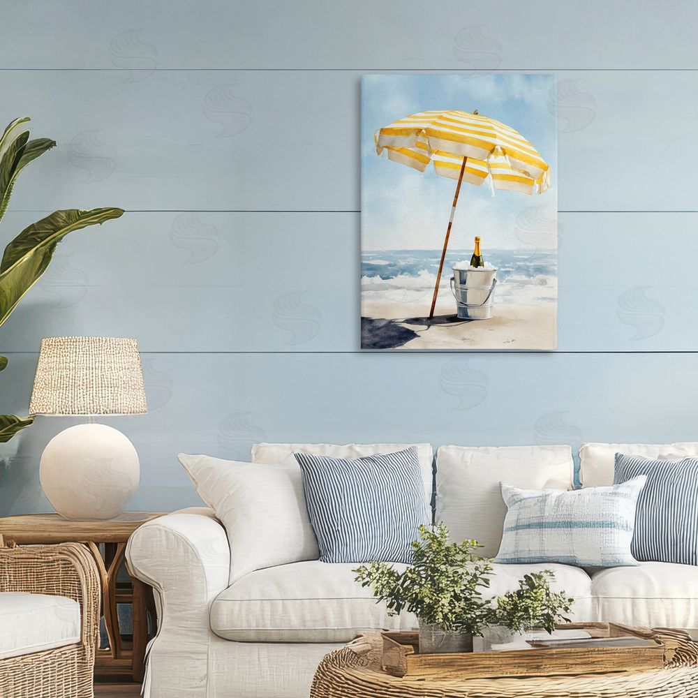 Petal Prints Design Sunshine Celebration at Seaside Stretched Canvas on Wall