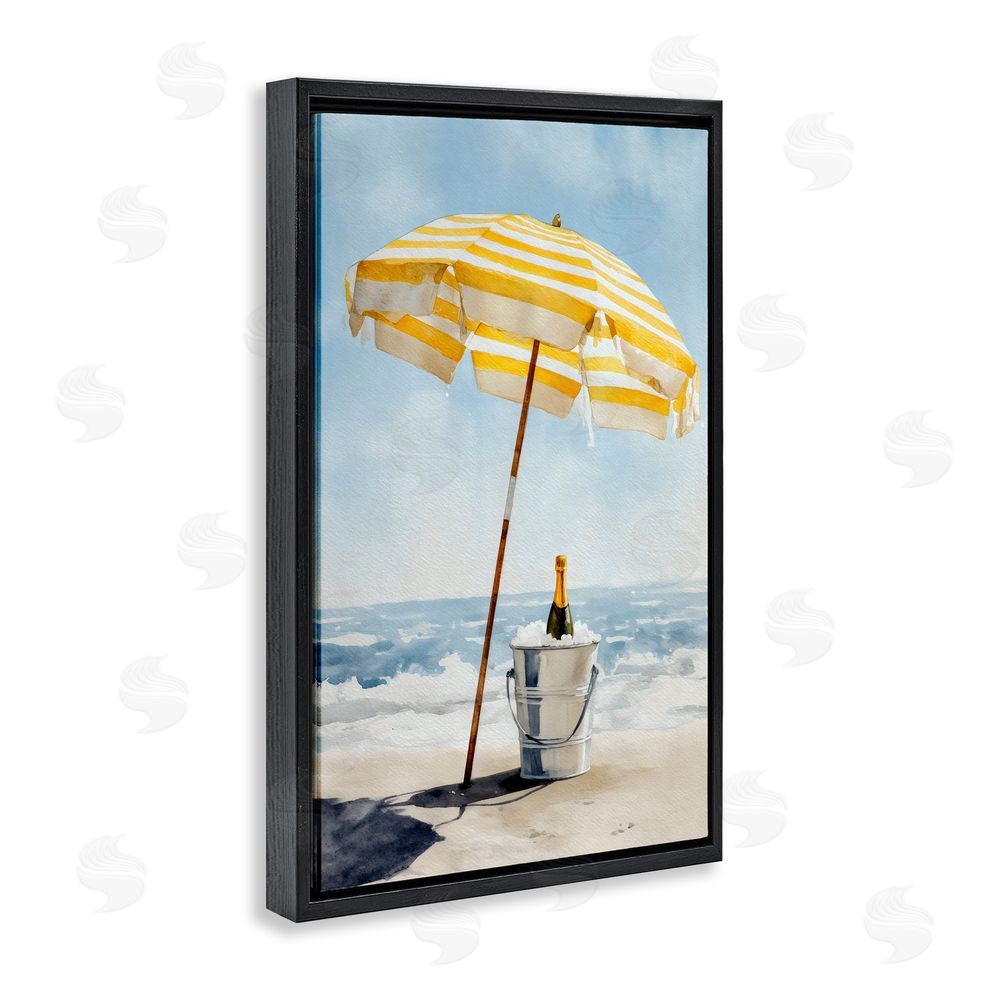 Petal Prints Design Sunshine Celebration at Seaside Black Floating Framed Canvas Wall Art Print
