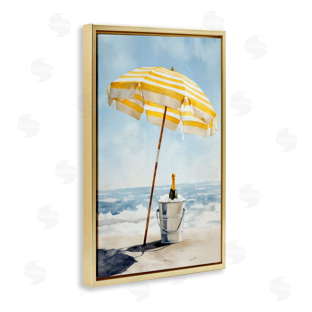 Petal Prints Design Sunshine Celebration at Seaside Gold Floating Framed Canvas Wall Art Print