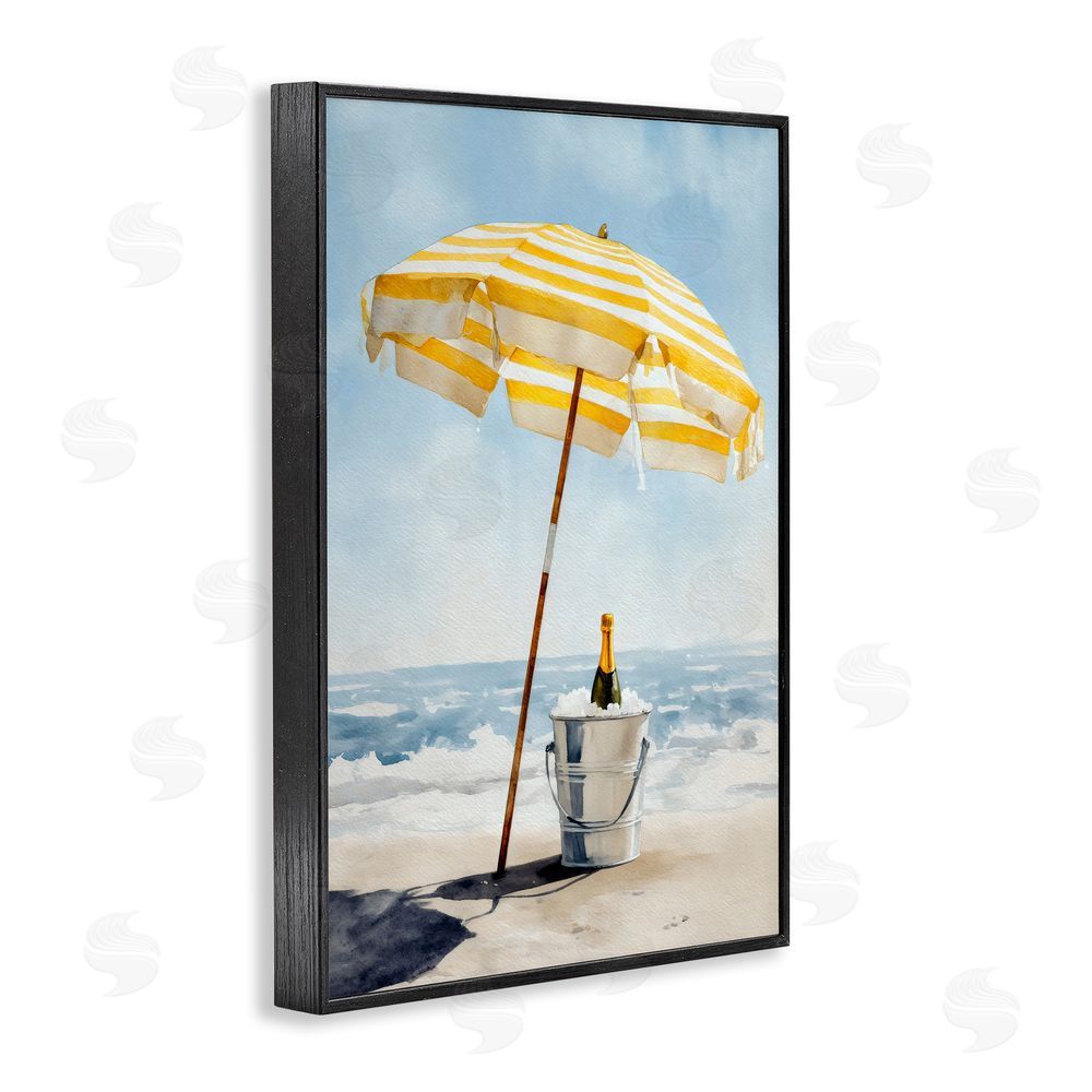Petal Prints Design Sunshine Celebration at Seaside Black Framed Giclee Wall Art Print