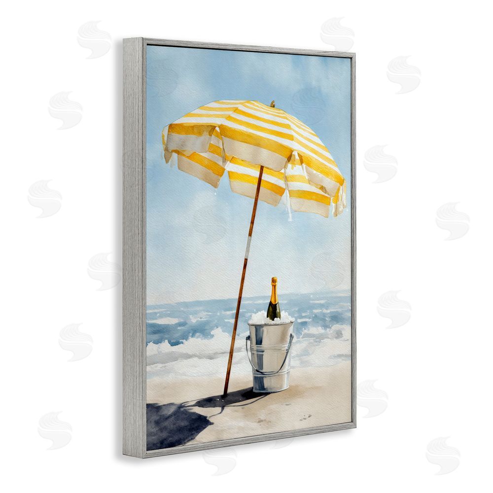Petal Prints Design Sunshine Celebration at Seaside Gray Framed Giclee Wall Art Print
