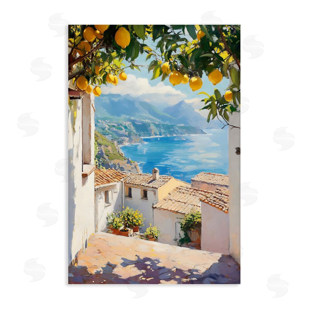 LSR Design Studio Amalfi Coast Lemon Overhang Stretched Canvas Wall Art Print