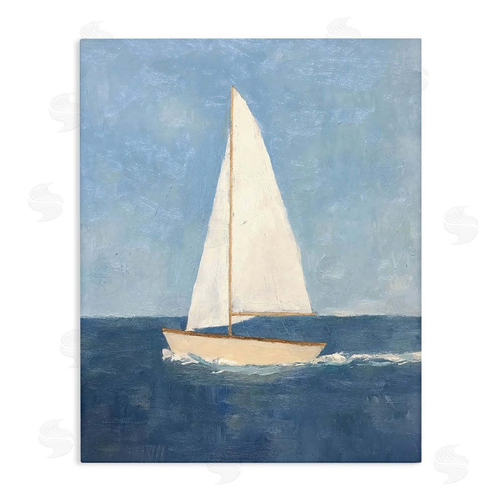 Creative Studio Deep Blue Sail at Sea Stretched Canvas Wall Art