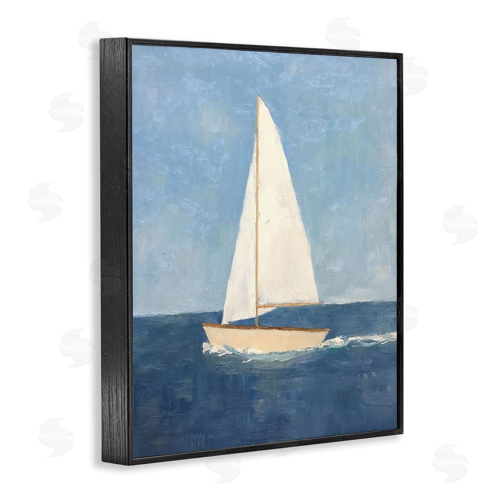 Creative Studio Deep Blue Sail at Sea Black Framed Giclee Wall Art Print