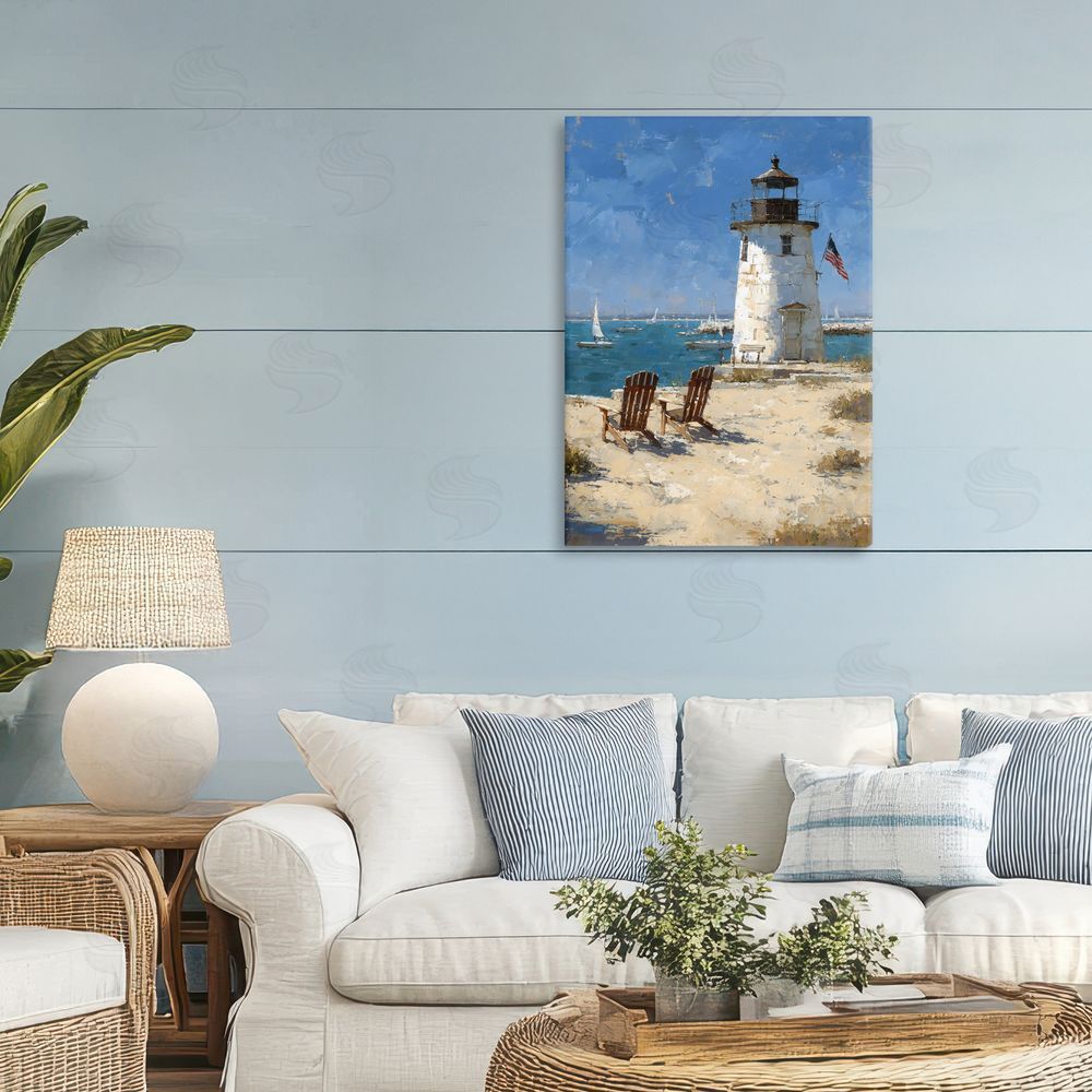 Petal Prints Design Summer at Lighthouse Bay Stretched Canvas on Wall