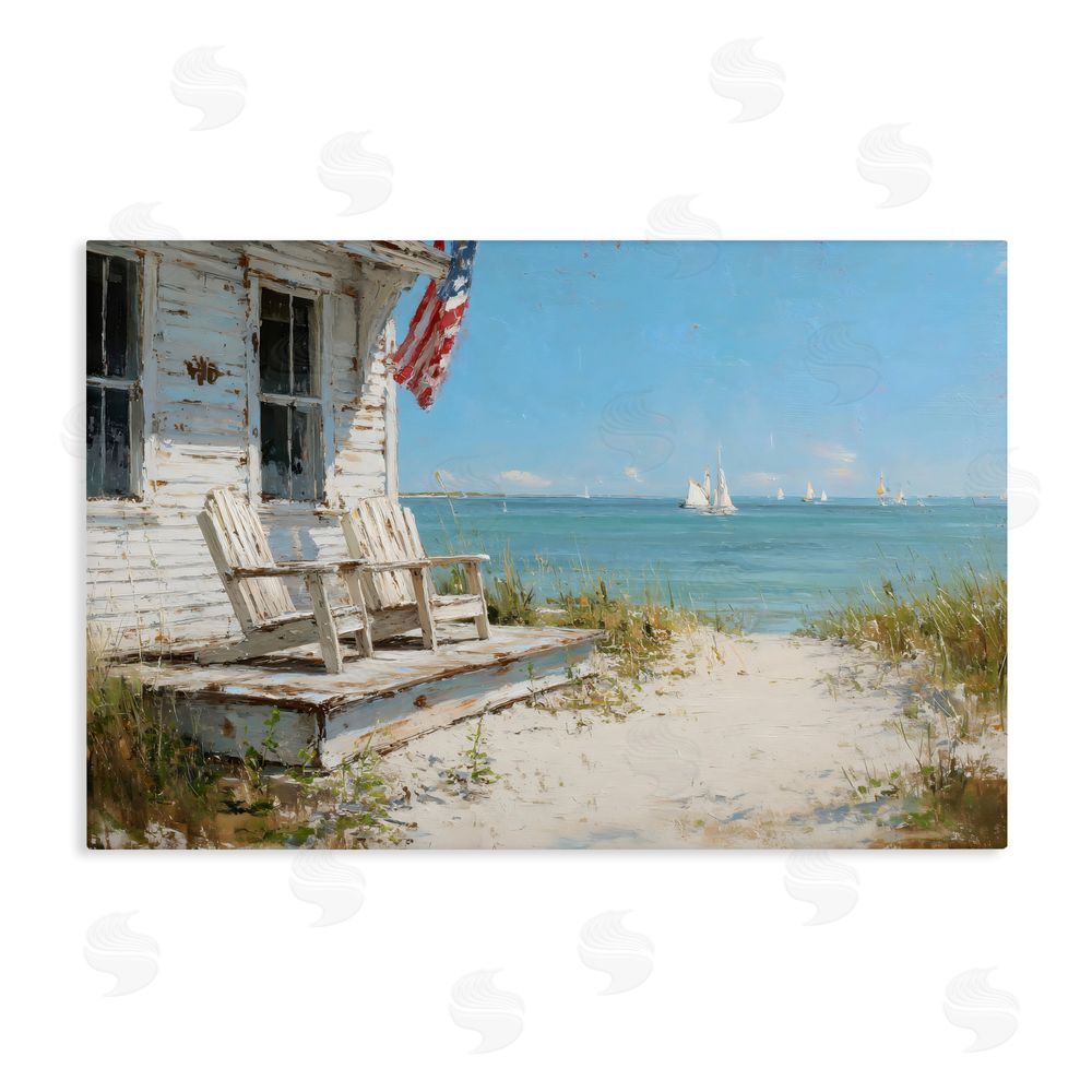 Petal Prints Design By The Ocean Cottage Retreat Stretched Canvas Wall Art Print