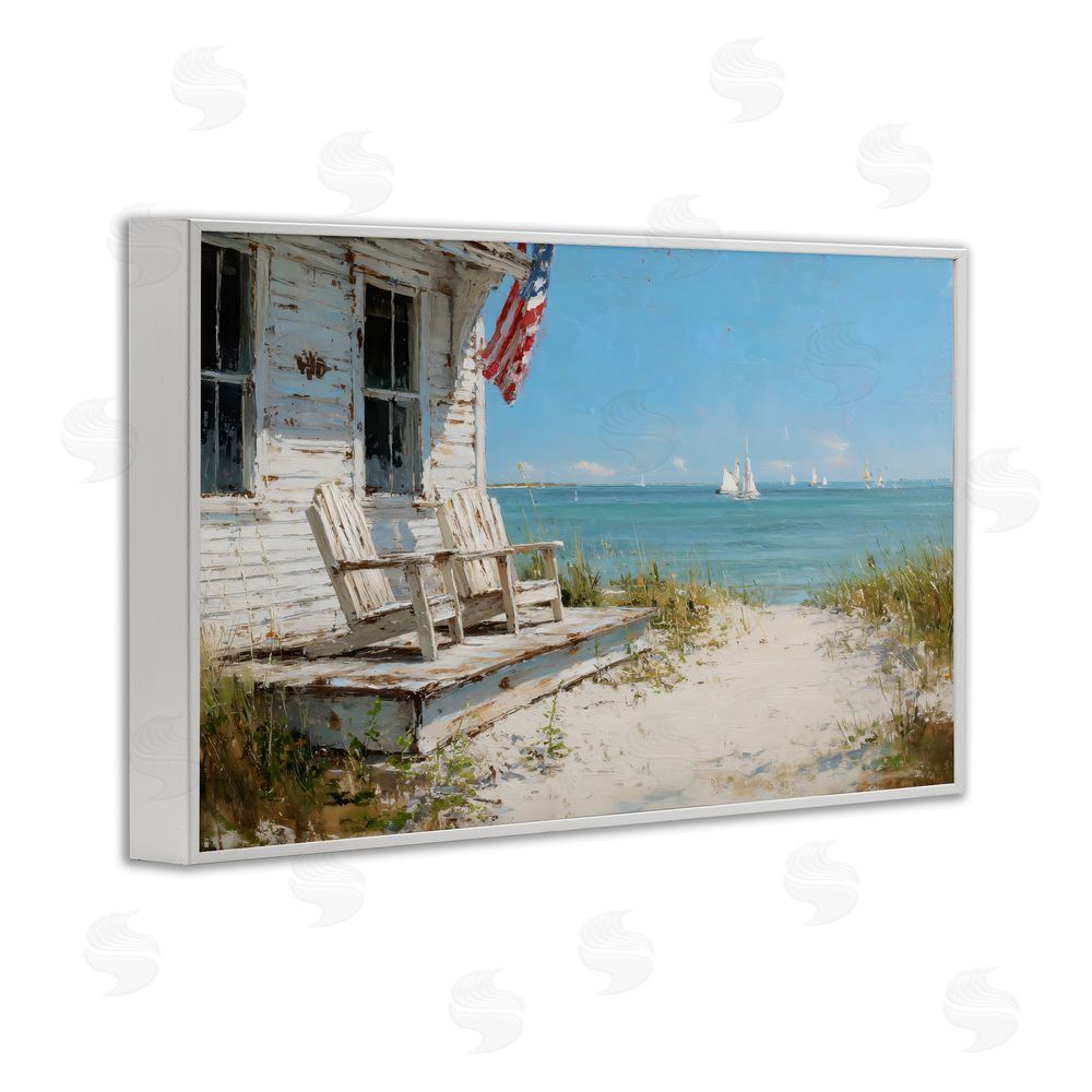 Petal Prints Design By The Ocean Cottage Retreat White Framed Giclee Wall Art Print