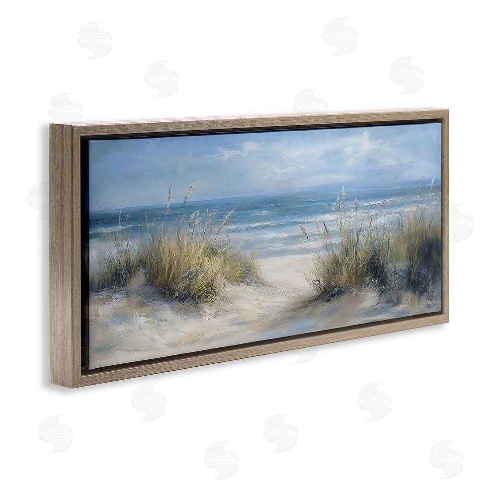 LSR Design Studio Coastal Peace Dunes Brown Floating Frame Canvas Wall Art Print
