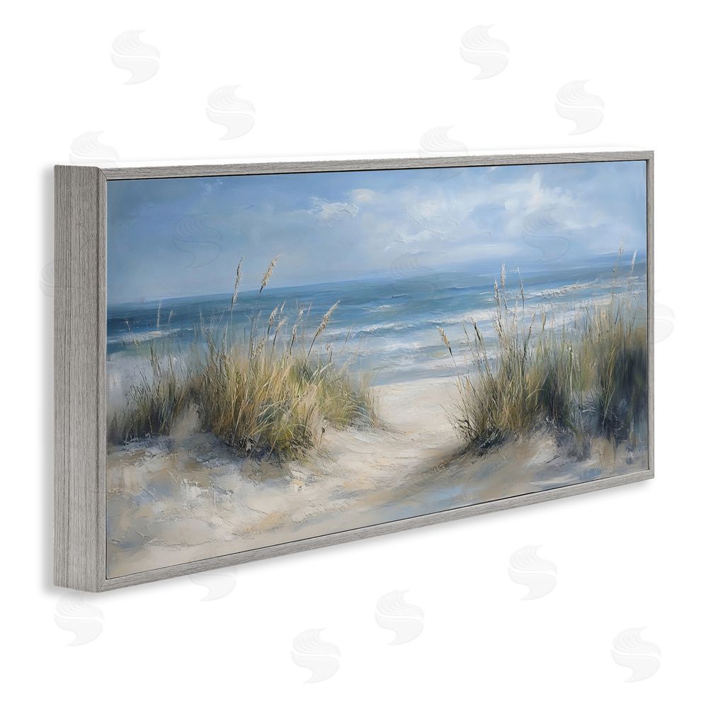 LSR Design Studio Coastal Peace Dunes Gray Framed Giclee Wall Art Print