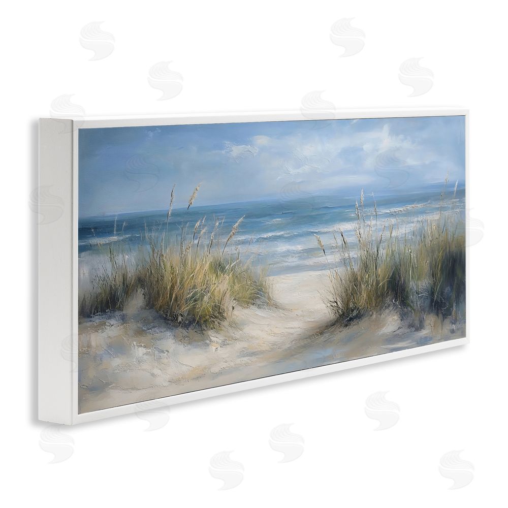 LSR Design Studio Coastal Peace Dunes White Framed Giclee Wall Art Print