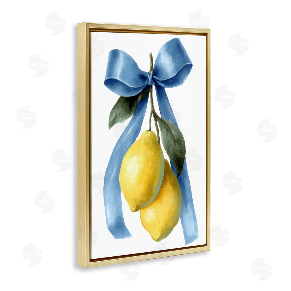 Petal Prints Design Sweet & Sour Lemons Gold Floating Framed Canvas Wall Art Print