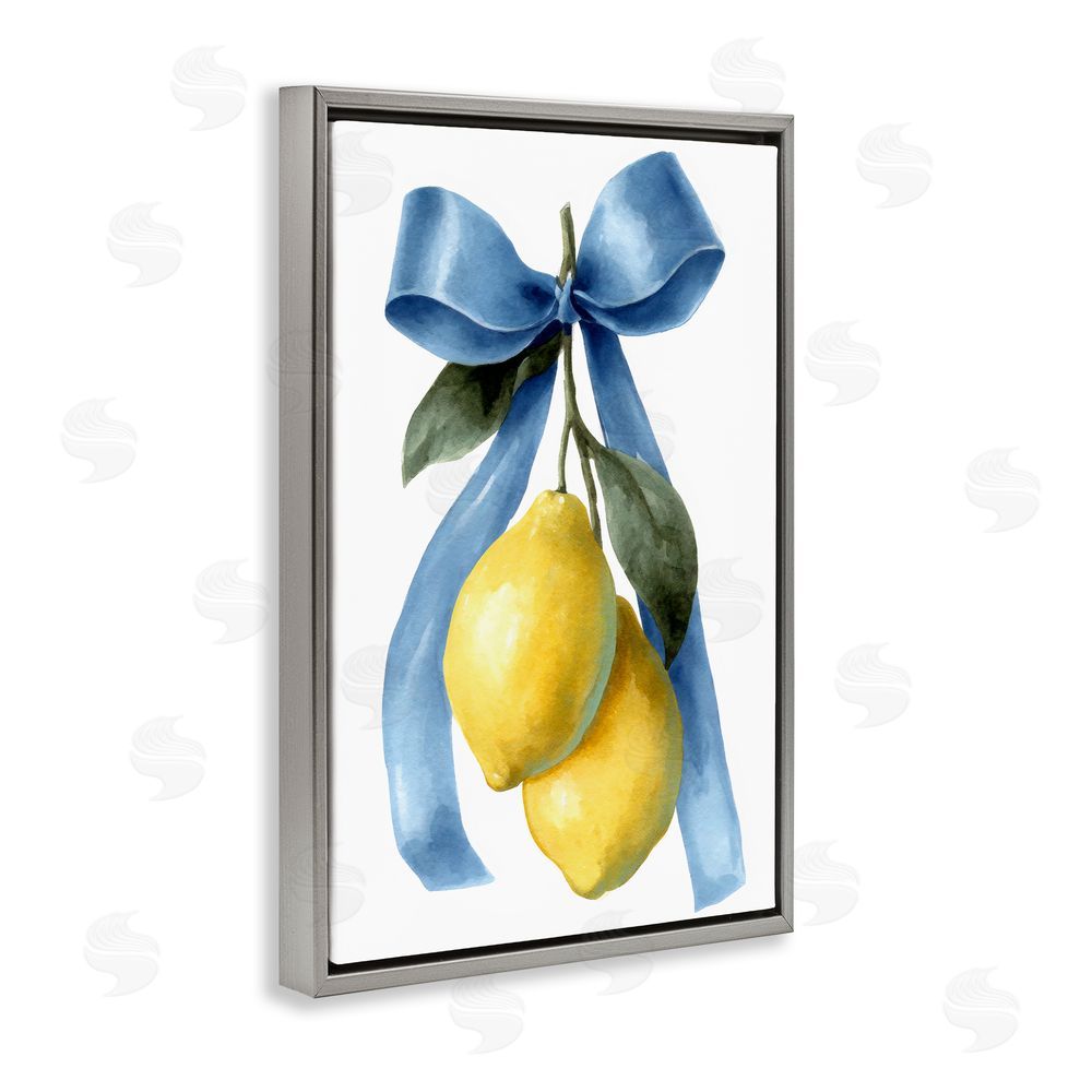 Petal Prints Design Sweet & Sour Lemons Gray Floating Framed Canvas Wall Art Print