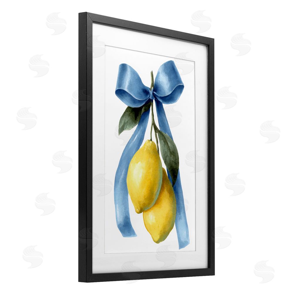 Petal Prints Design Sweet & Sour Lemons Black Framed Print Under Glass with White Mat Wall Art