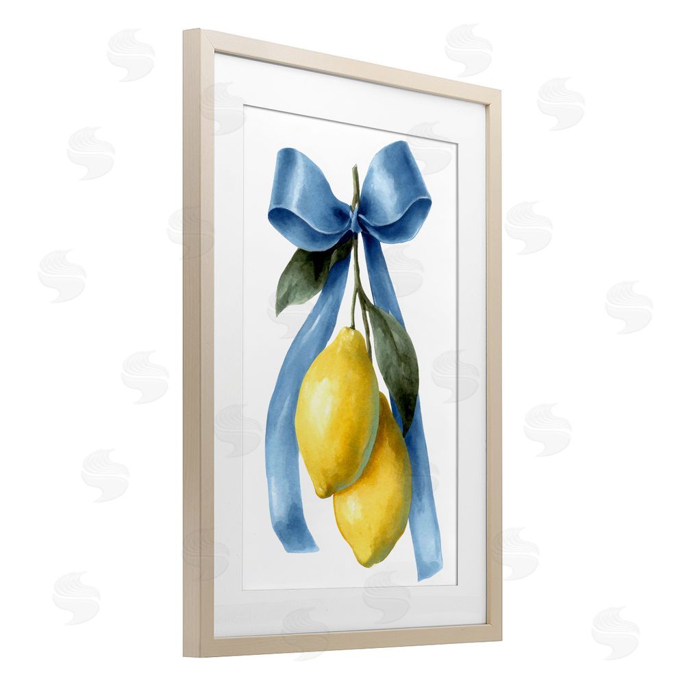 Petal Prints Design Sweet & Sour Lemons Brown Framed Print Under Glass with White Mat Wall Art