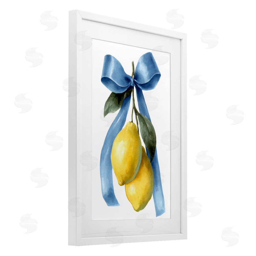Petal Prints Design Sweet & Sour Lemons White Framed Print Under Glass with White Mat Wall Art