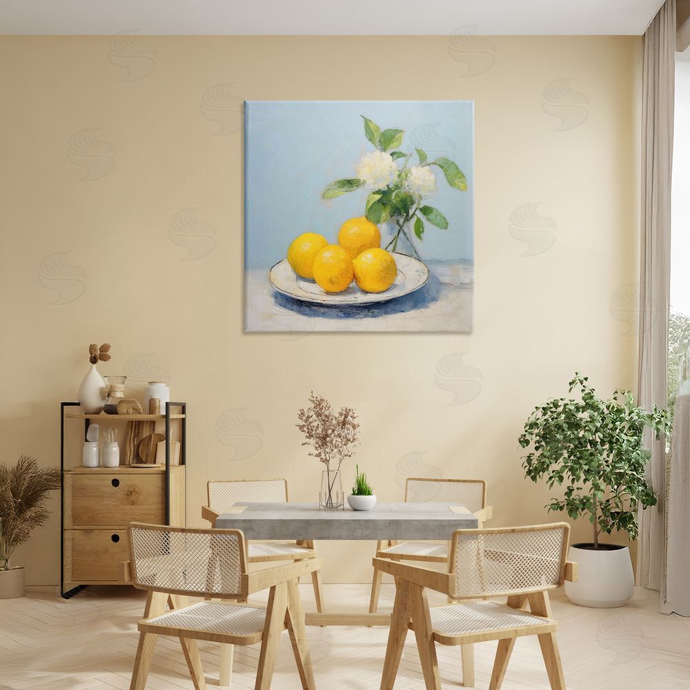 Creative Studio Vase of Flowers and Lemons Stretched Canvas on Wall
