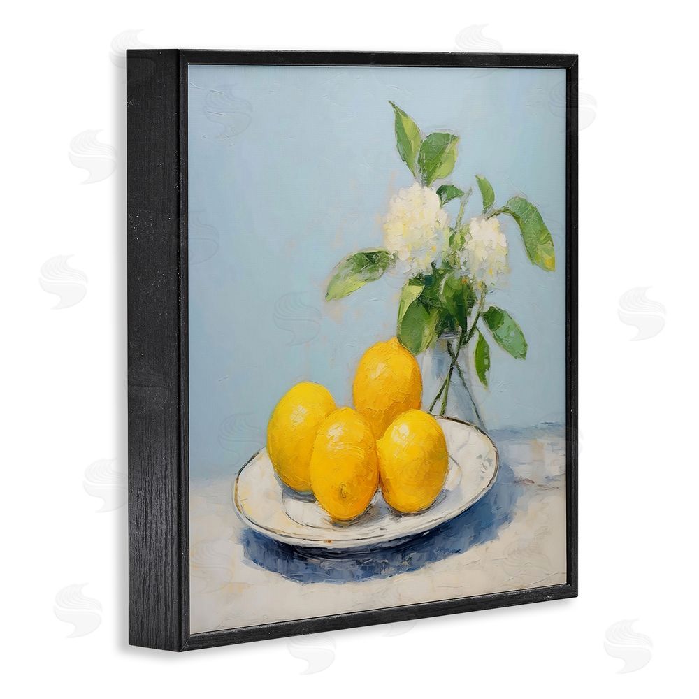 Creative Studio Vase of Flowers and Lemons Black Framed Giclee Wall Art Print