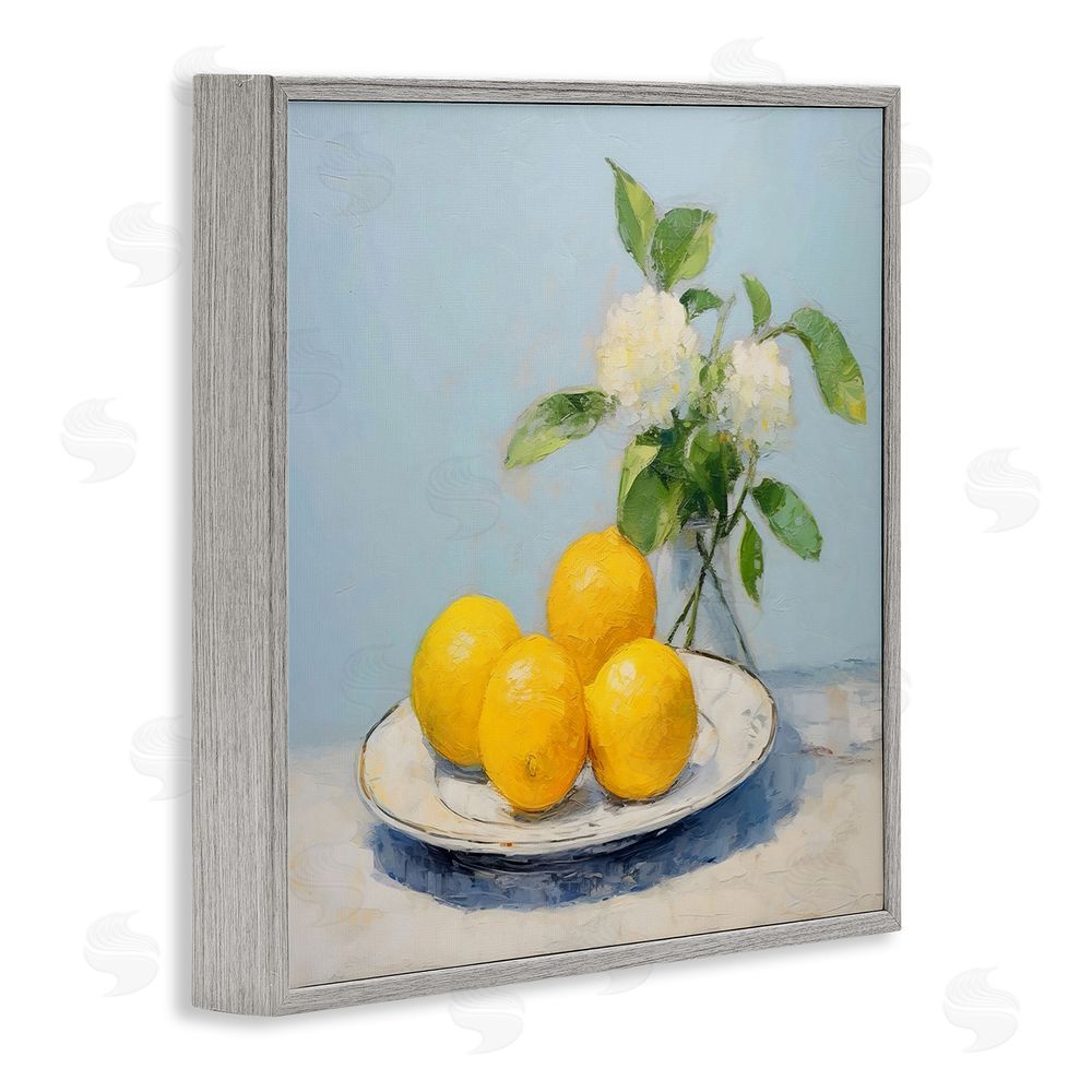 Creative Studio Vase of Flowers and Lemons Gray Framed Giclee Wall Art Print