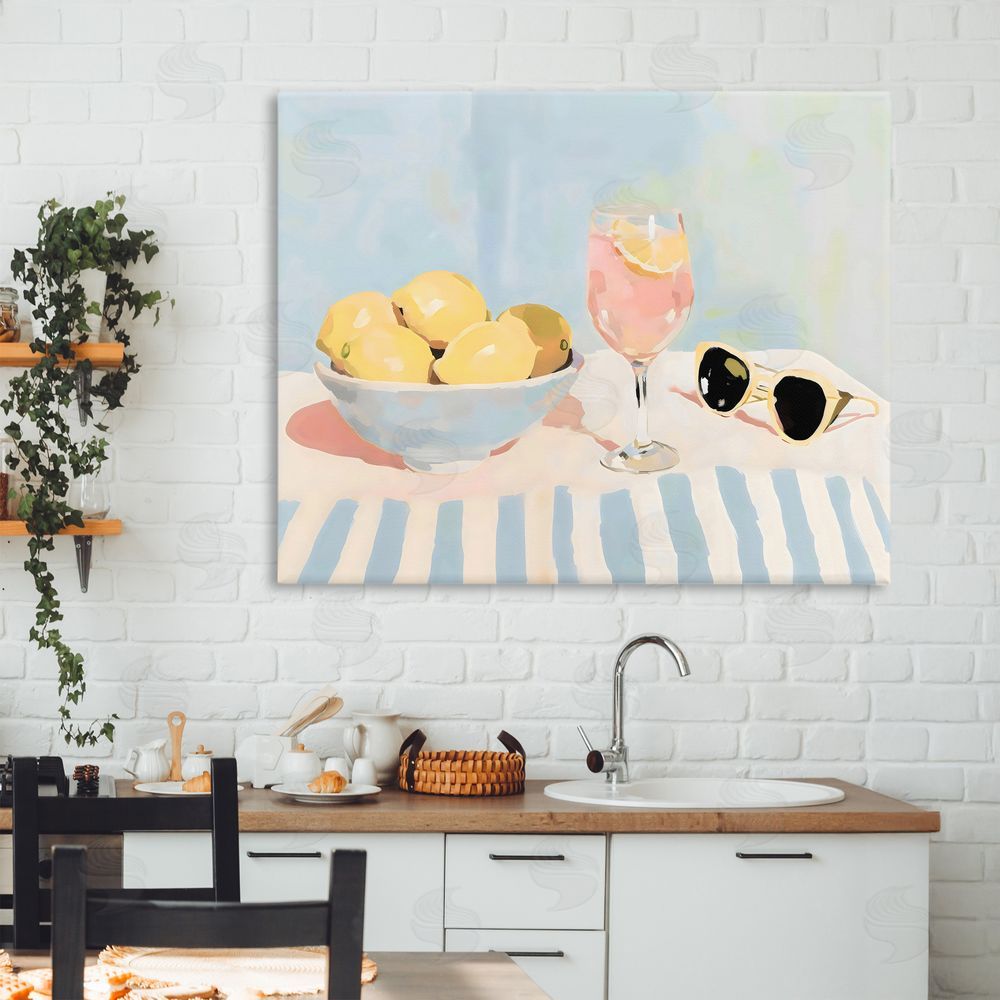Sisi and Seb Aperol & Summer Lemons Stretched Canvas Wall Art Print in Room