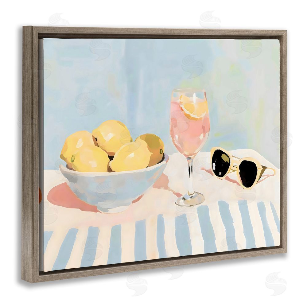 Sisi and Seb Aperol & Summer Lemons Brown Floating Frame Stretched Canvas Wall Art Print