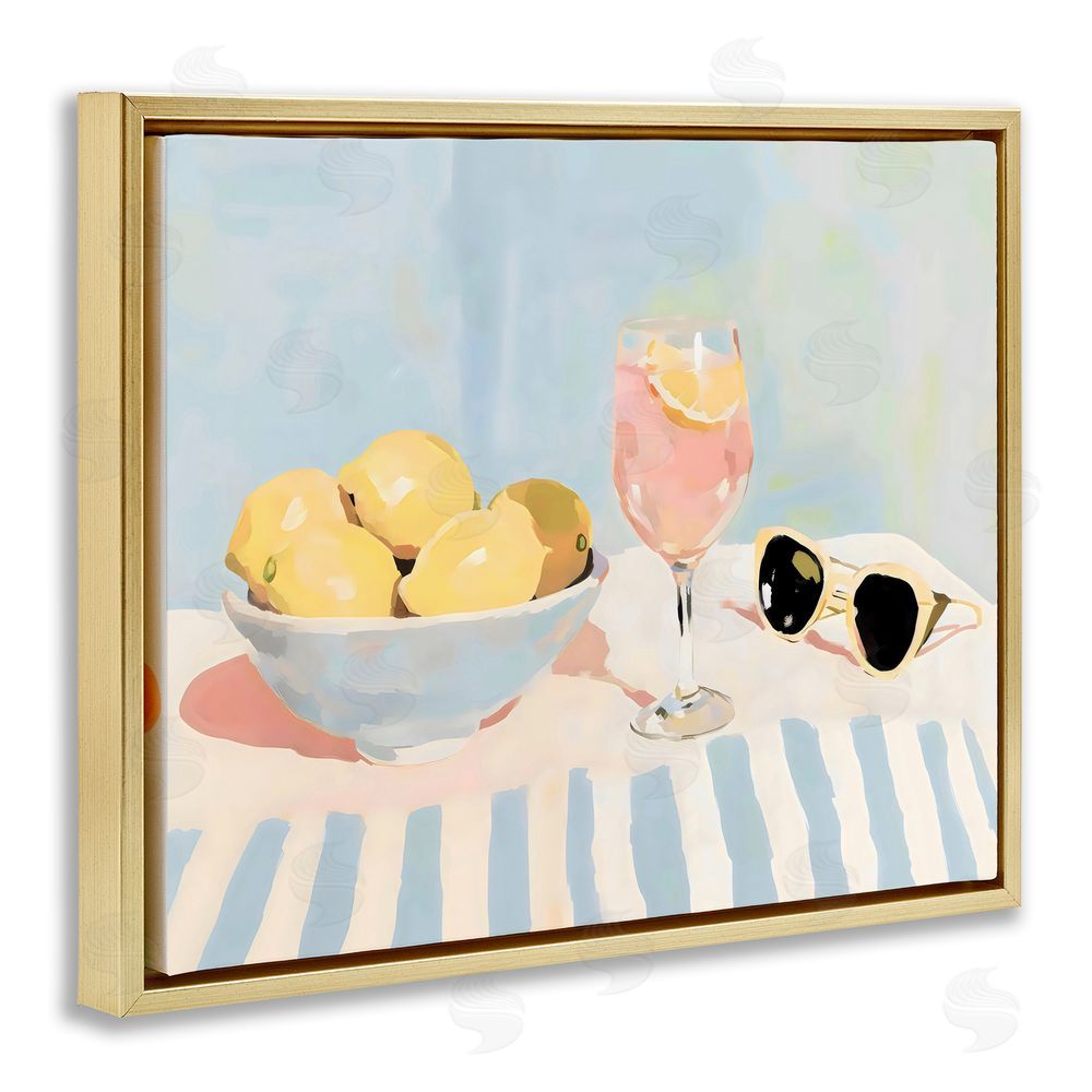 Sisi and Seb Aperol & Summer Lemons Gold Floating Frame Stretched Canvas Wall Art Print