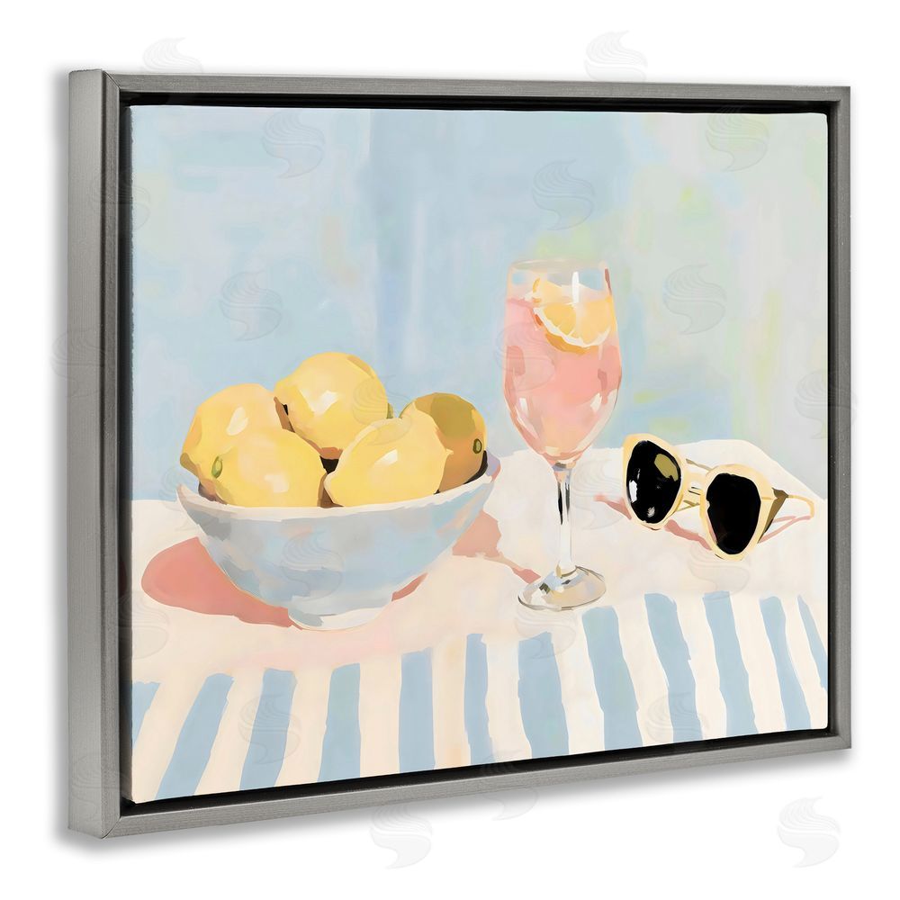 Sisi and Seb Aperol & Summer Lemons Gray Floating Frame Stretched Canvas Wall Art Print
