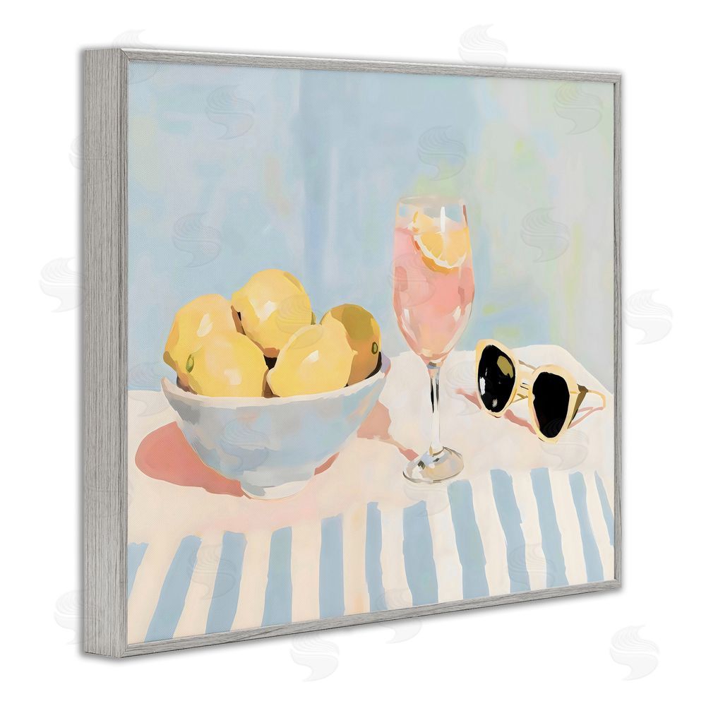 Sisi and Seb Aperol & Summer Lemons Gray Framed Giclee Wall Art Print