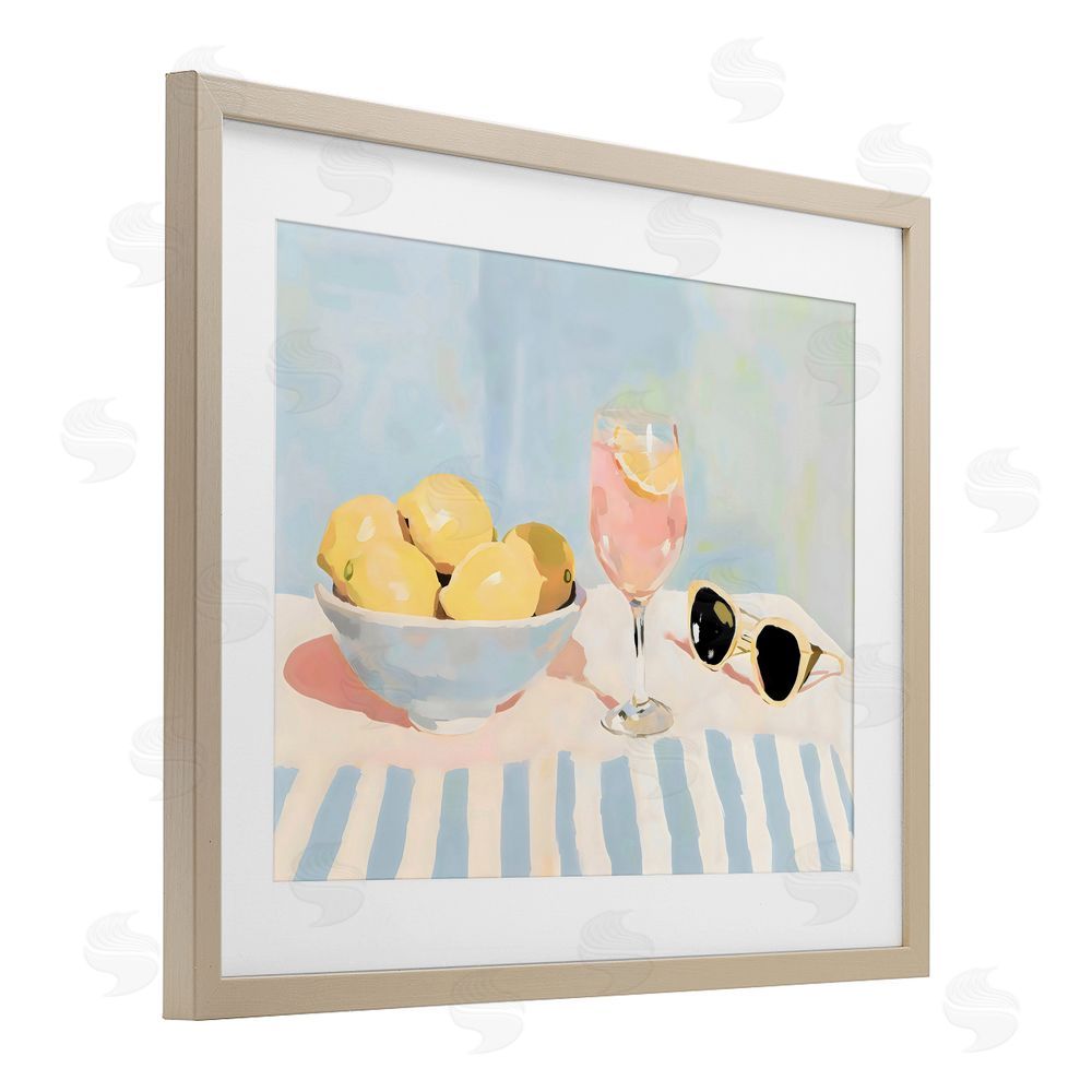 Sisi and Seb Aperol & Summer Lemons Brown Framed Print Under Glass with Matting Wall Art