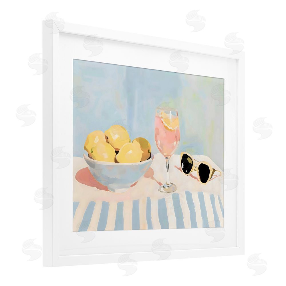 Sisi and Seb Aperol & Summer Lemons White Framed Print Under Glass with Matting Wall Art
