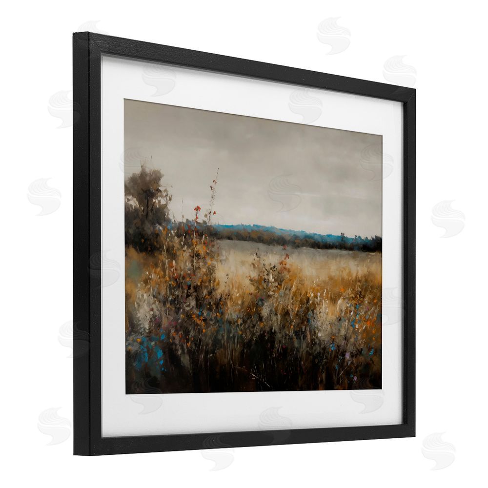 Creative Studio Abstract Grunge Meadow Black Framed Print Under Glass with Matting Wall Art