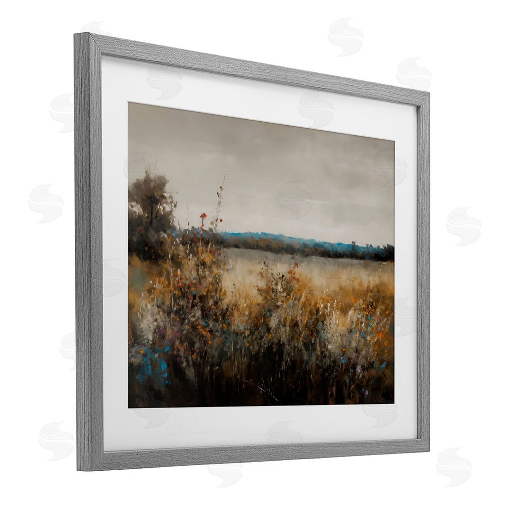 Creative Studio Abstract Grunge Meadow Gray Framed Print Under Glass with Matting Wall Art