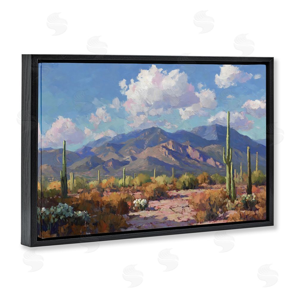 Gina Kelly Desert Mountains at Sunset Glow Black Floating Frame Canvas Wall Art Print