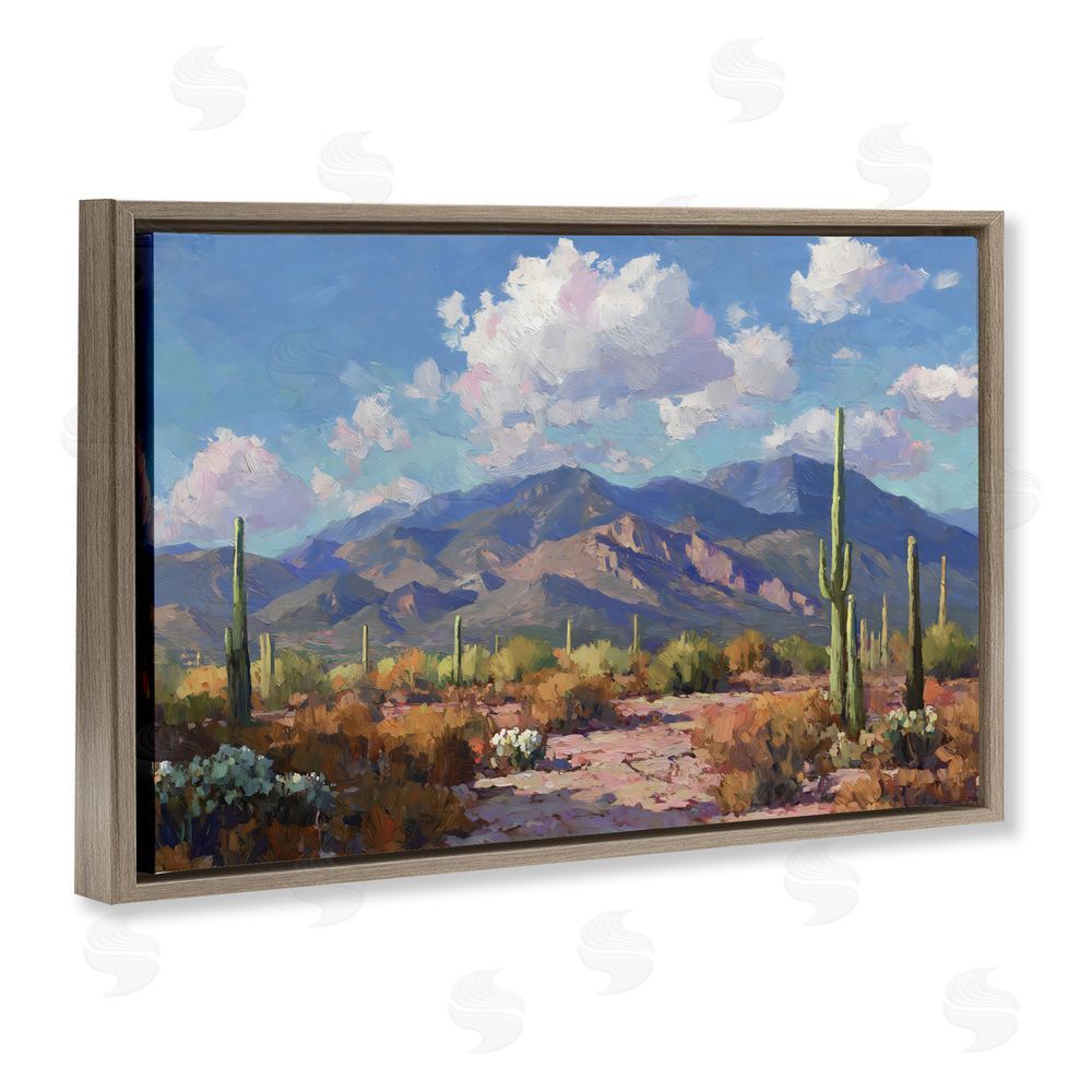 Gina Kelly Desert Mountains at Sunset Glow Brown Floating Frame Canvas Wall Art Print