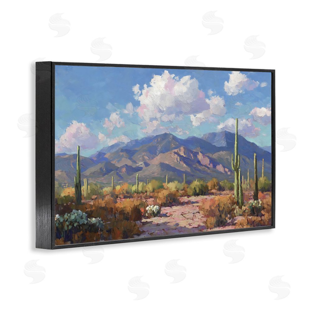 Gina Kelly Desert Mountains at Sunset Glow Black Framed Giclee Wall Art Print
