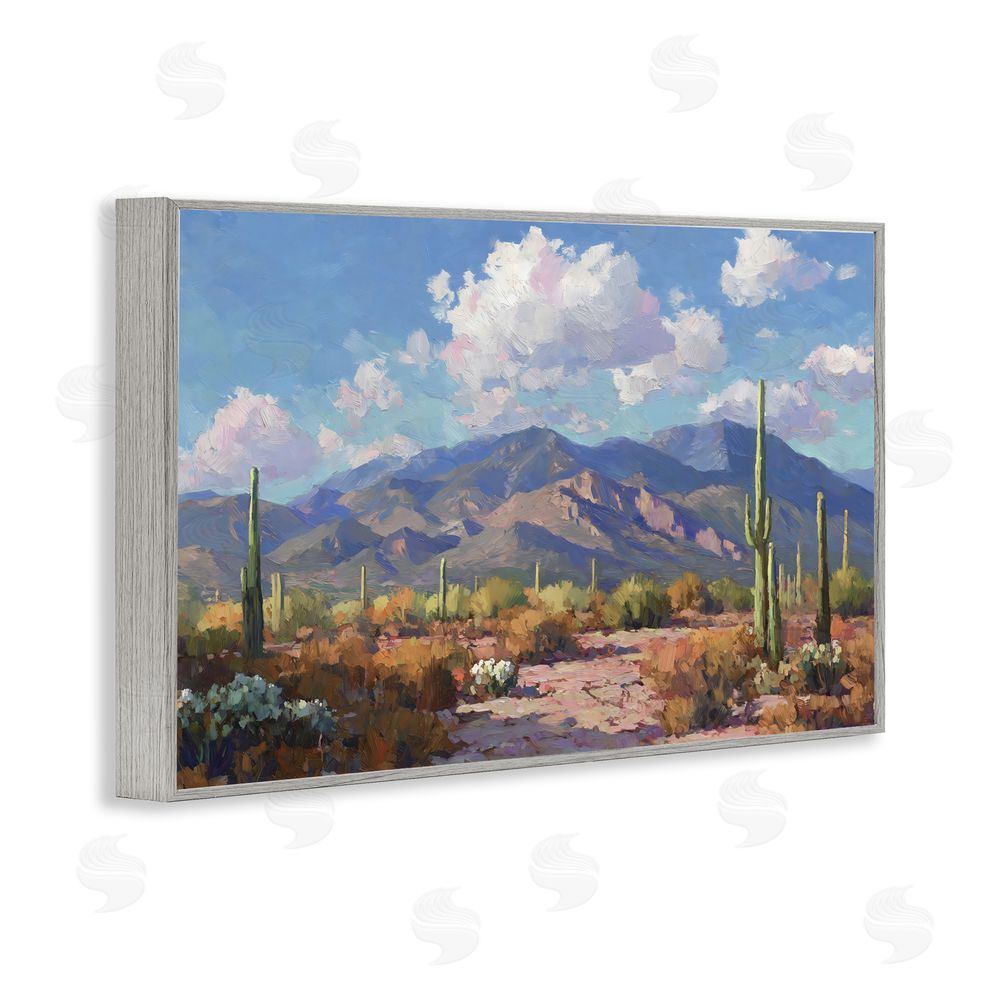 Gina Kelly Desert Mountains at Sunset Glow Gray Framed Giclee Wall Art Print