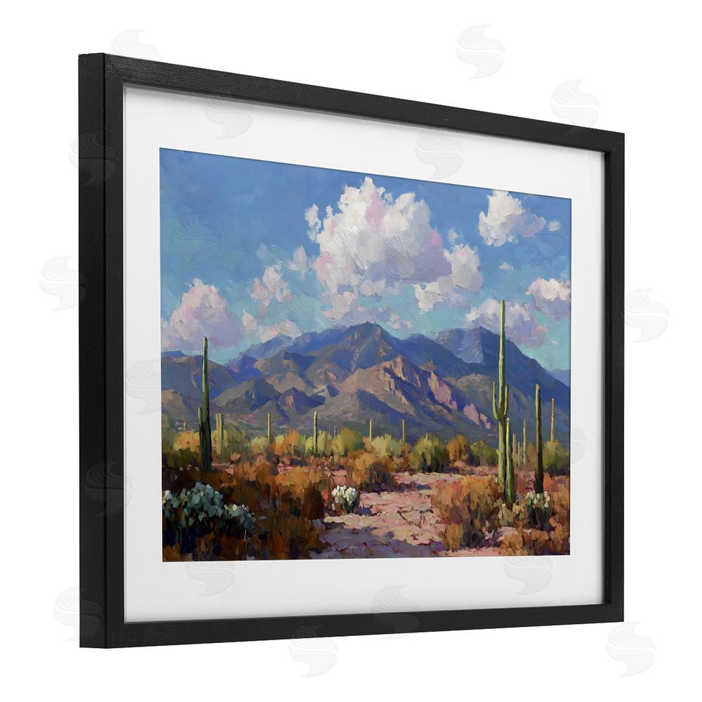 Gina Kelly Desert Mountains at Sunset Glow Black Framed Print Under Glass Wall Art