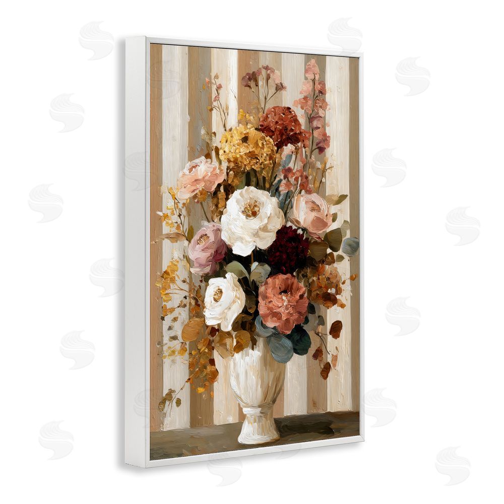 Petal Prints Design Vintage Arrangement in Vase White Framed Giclee Wall Art Print