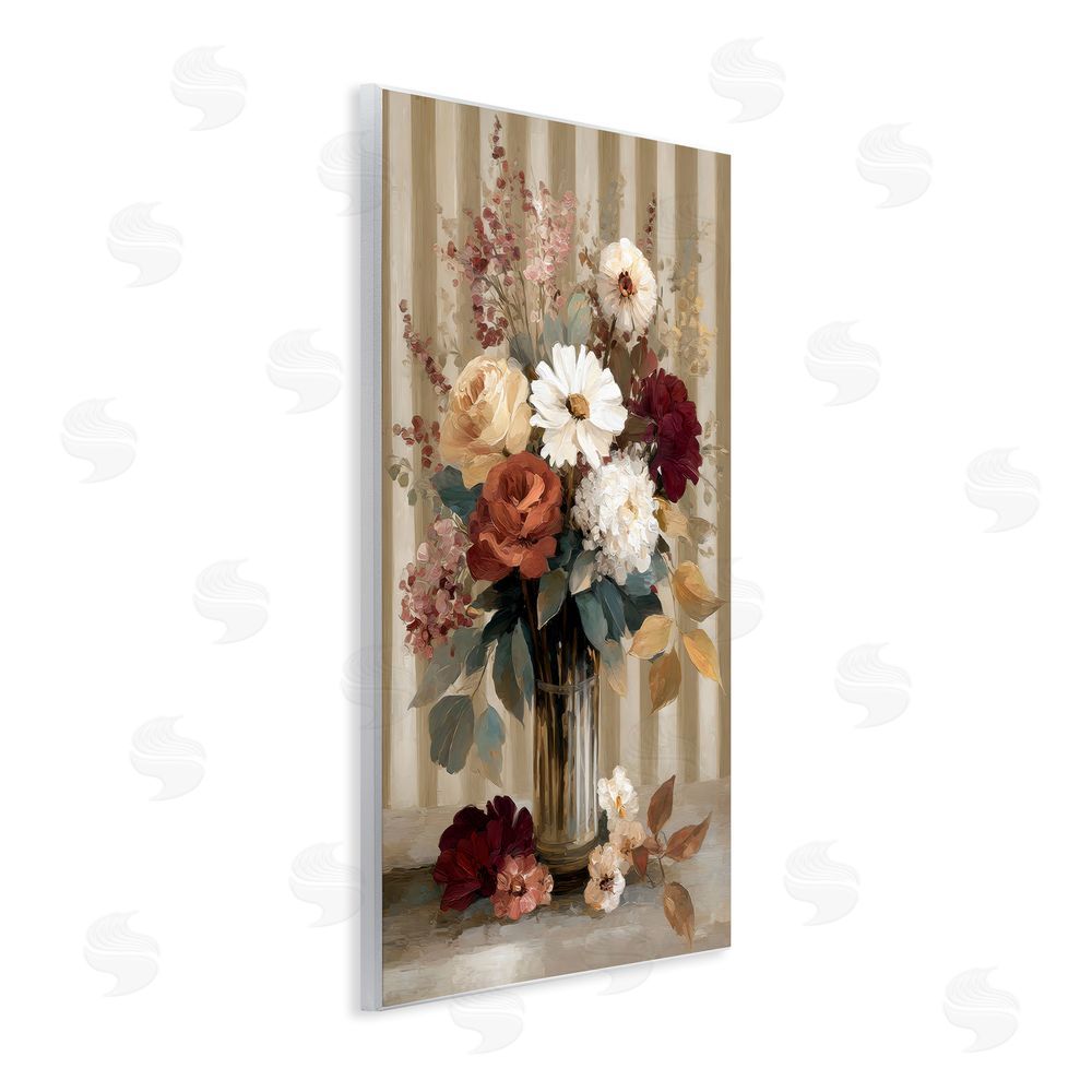 Petal Prints Design Vintage Arrangement with Stripes Wall Plaque Printed Art