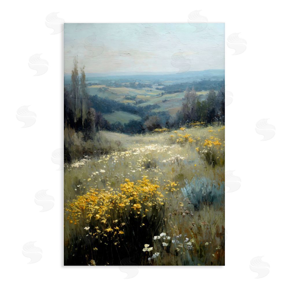 Petal Prints Design Sporadic Meadow Flowers Stretched Canvas Wall Art Print