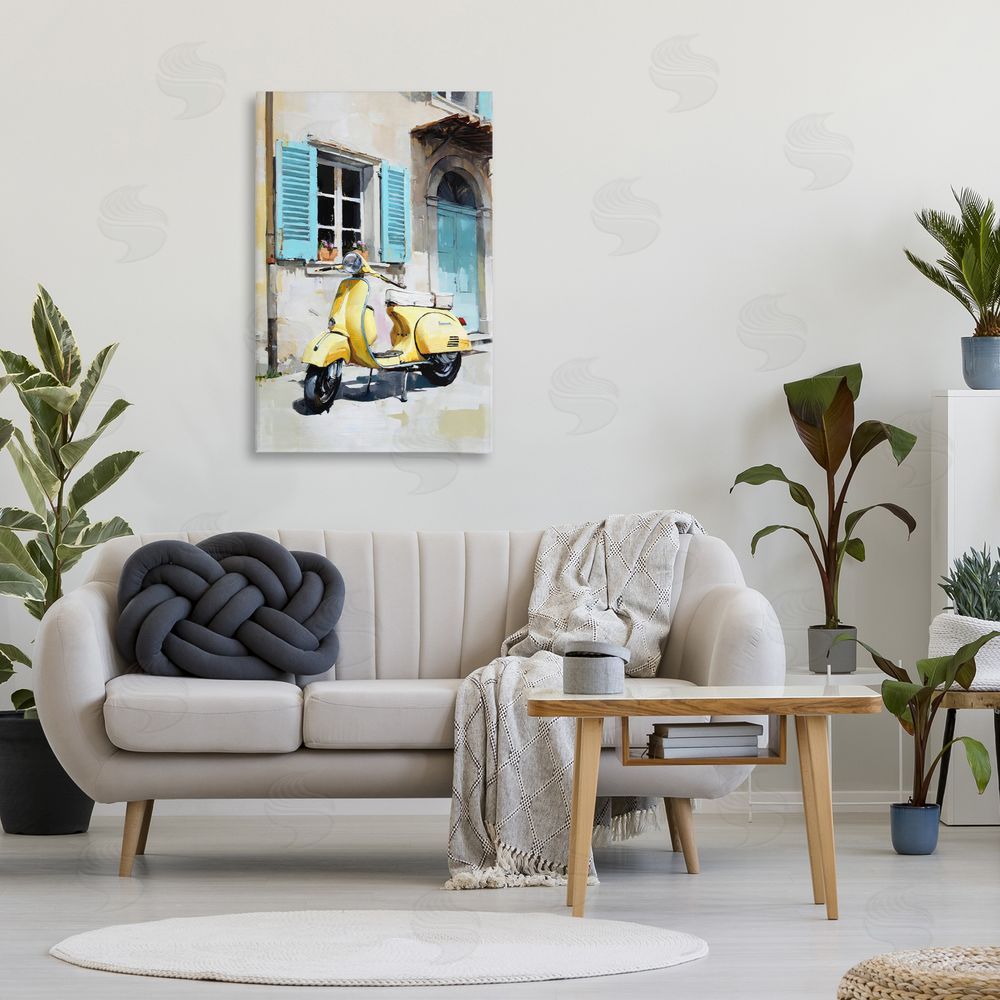 Petal Prints Design Sunny Day Scooter Ride Stretched Canvas on Wall
