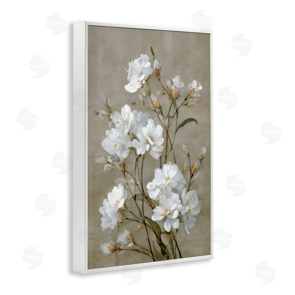 Petal Prints Design Aged White Botanical Study White Framed Giclee Wall Art Print