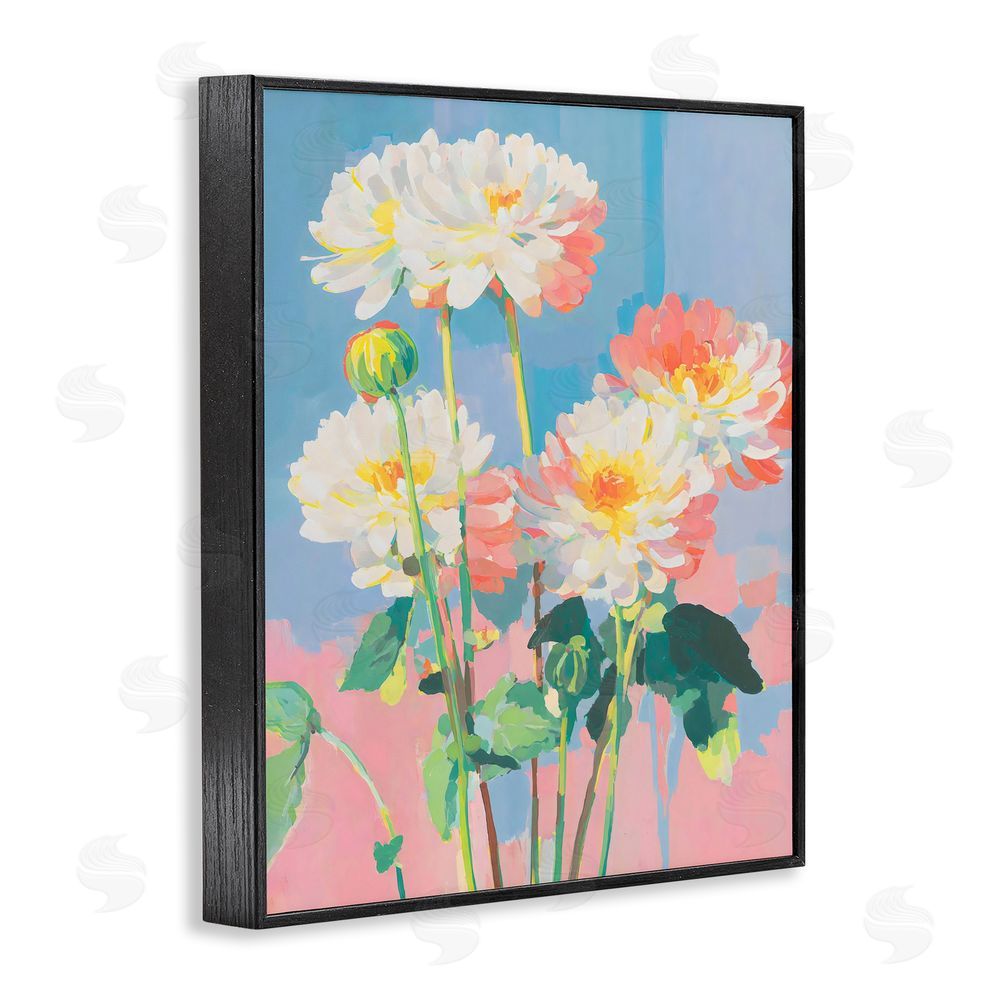 Sisi and Seb Colorful Chrysanthemum Impressions Black Framed Giclee Wall Art Print