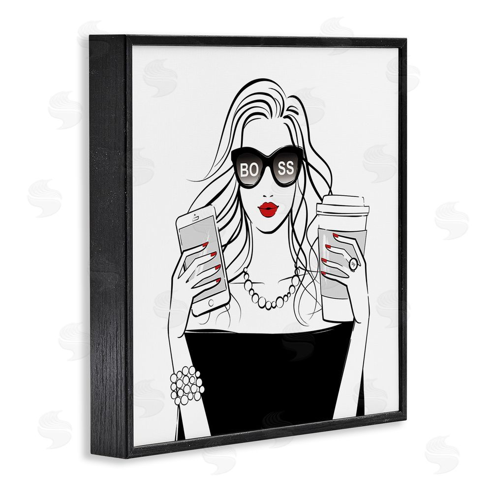 Martina Pavlova Chic Boss Morning Coffee Moment Black Framed Giclee Wall Art Print