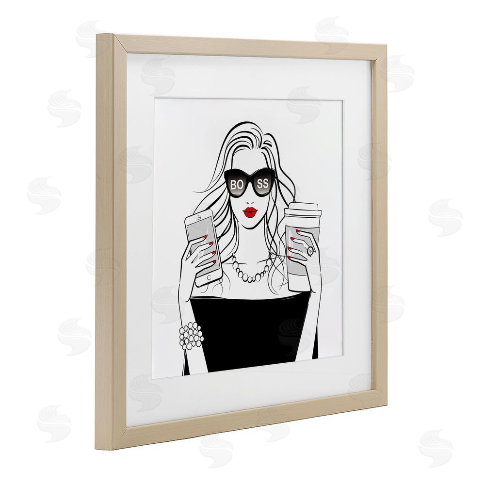 Martina Pavlova Chic Boss Morning Coffee Moment Brown Framed Print Under Glass Wall Art