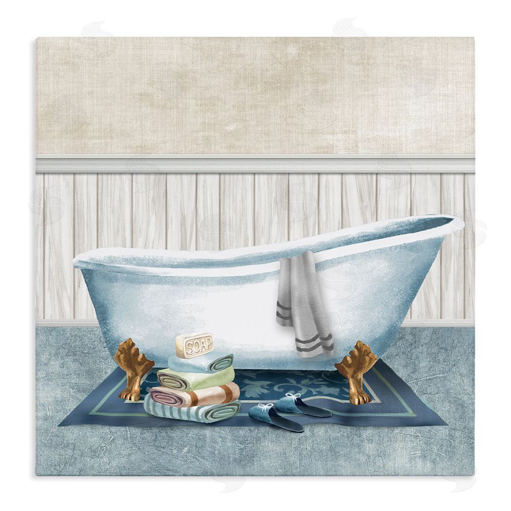 Conrad Knutsen Cozy Clawfoot Bathtub Spa Stretched Canvas Wall Art Print