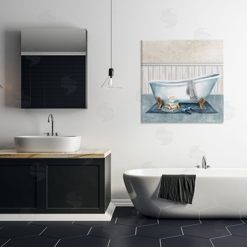Conrad Knutsen Cozy Clawfoot Bathtub Spa Stretched Canvas Wall Art in Room