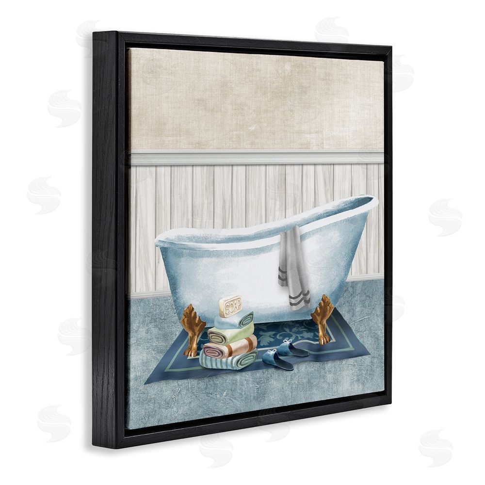 Conrad Knutsen Cozy Clawfoot Bathtub Spa Black Floating Frame Canvas Wall Art Print